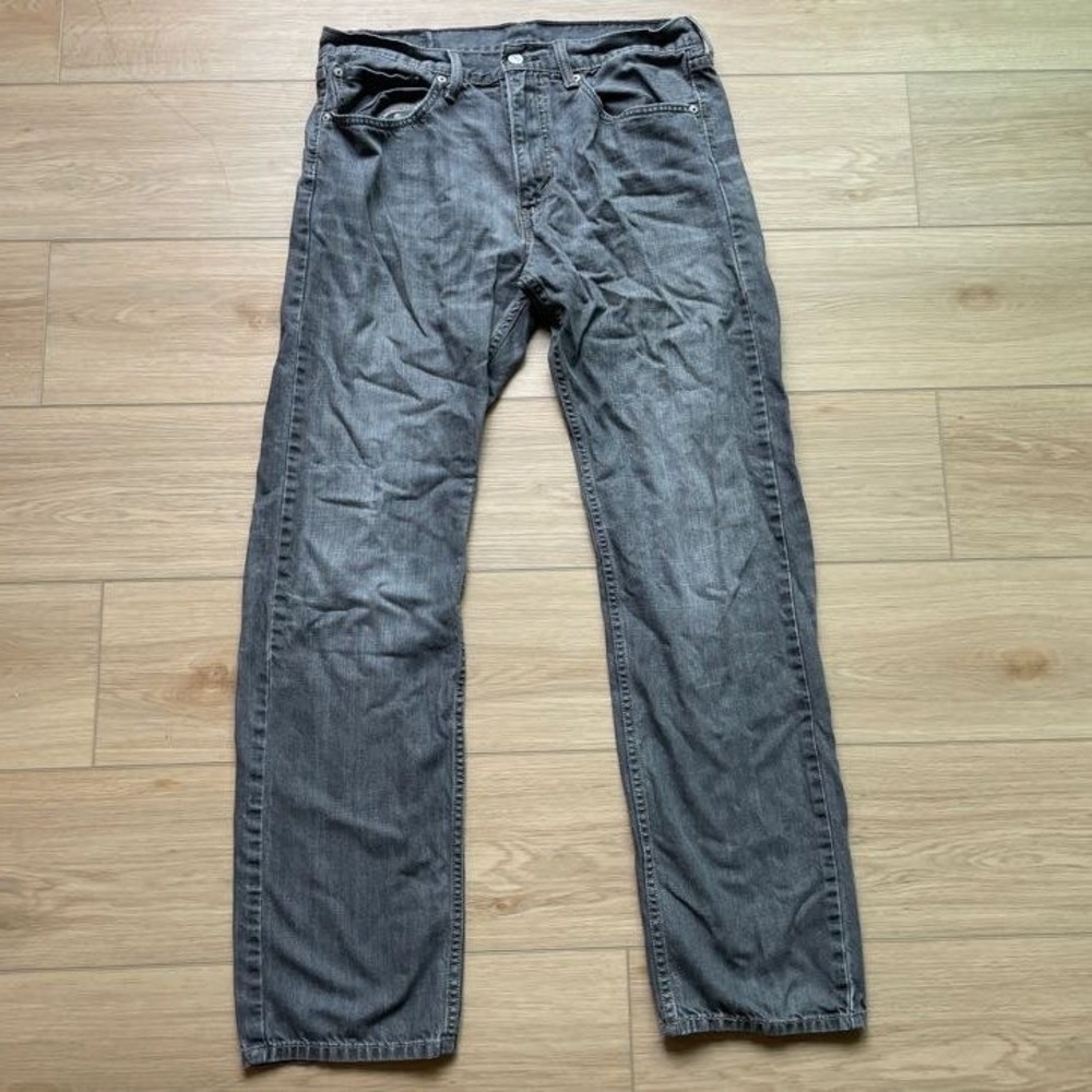 Levis 505 Straight Fit Gray Denim Jeans Mens 34x34 Cotton Classic Fit 505-0222